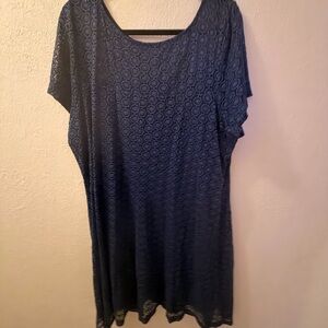 Lane Bryant Navy Lace Short Sleeve Top